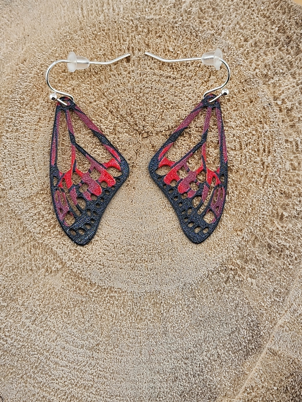 Black and Red Butterfly Wing Dangle Earrings – Lightweight Fashion Jewelry